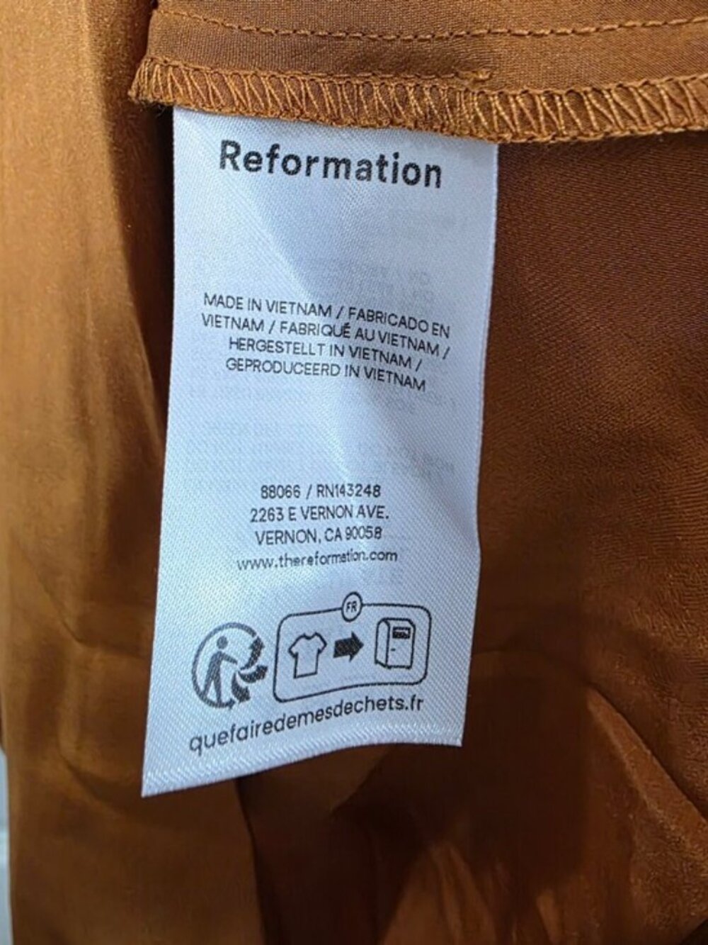 NWT Reformation Daniela Copper Silk Dress - Picture 8 of 9